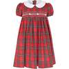 Princess Lana Hand Smocked Plaid Girls Dress, Red - Dresses - 1 - thumbnail