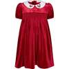 Princess Cherry Hand Smocked Velvet Girls Dress, Red - Dresses - 1 - thumbnail