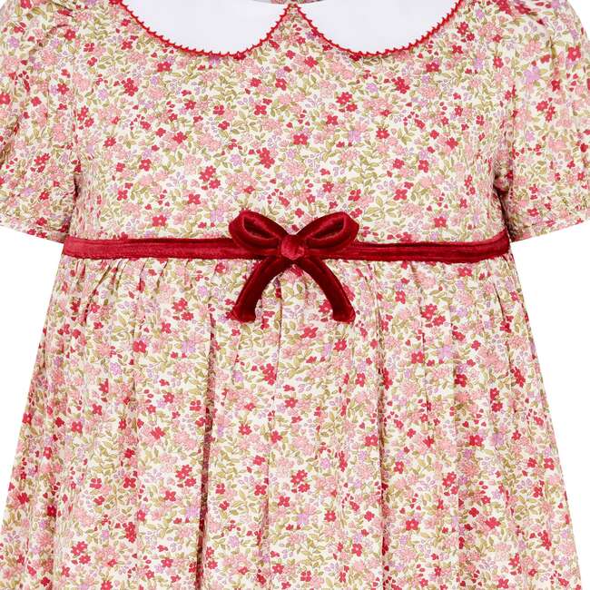 Princess Sophie Floral Bow Girls Dress, Red & Pink - Dresses - 3