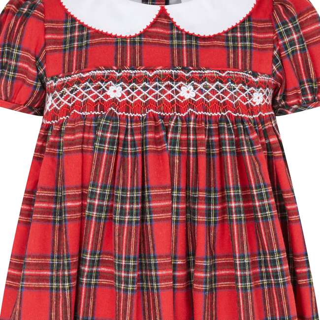 Princess Lana Hand Smocked Plaid Girls Dress, Red - Dresses - 2