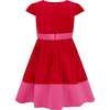 Florence Bow Satin Girls Party Dress, Red & Pink - Dresses - 2