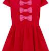 Joy Velvet & Satin Bows Girls Party Dress, Red & Pink - Dresses - 2