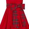 Ailsa Velvet & Plaid Bow Girls Party Dress, Red - Dresses - 2