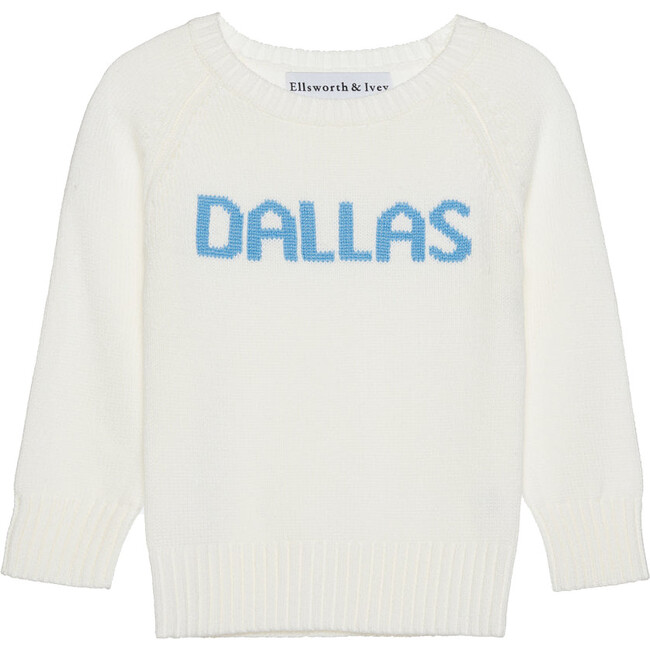 Kids Dallas Crew Neck Sweater, Ivory & Blue