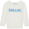 Kids Dallas Crew Neck Sweater, Ivory & Blue - Sweaters - 1 - thumbnail