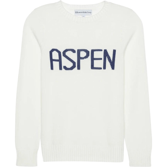 Women's Aspen Crew Neck Sweater, Ivory & Navy