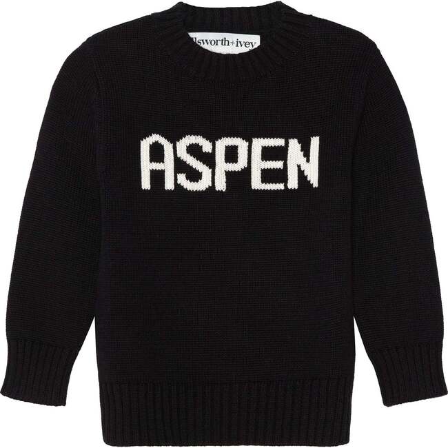 Kids Aspen Crew Neck Sweater, Black & White