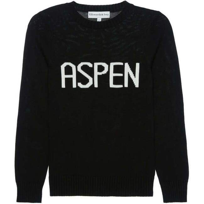 Women's Aspen Crew Neck Sweater, Black & White