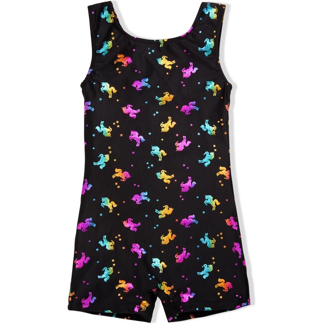 Unicorn Shimmer Holographic Sleeveless Biketard, Black - Leotard - 1