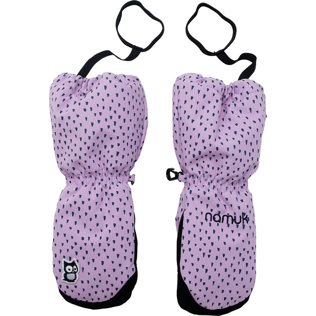 Tittles Statement PrimaLoft Silicon Print Wrist Leash Mittens, Purple Beans