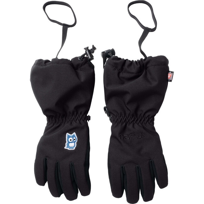 Reina PrimaLoft Silicon Print Wrist Leash Snow Gloves, Black