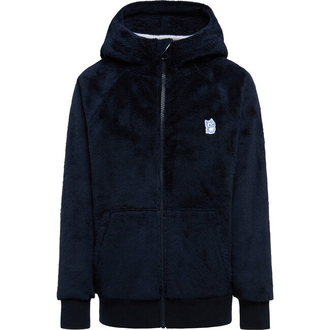 Panda Fleece High Loft Chin Guard Zipper Pocket Hoodie, True Navy