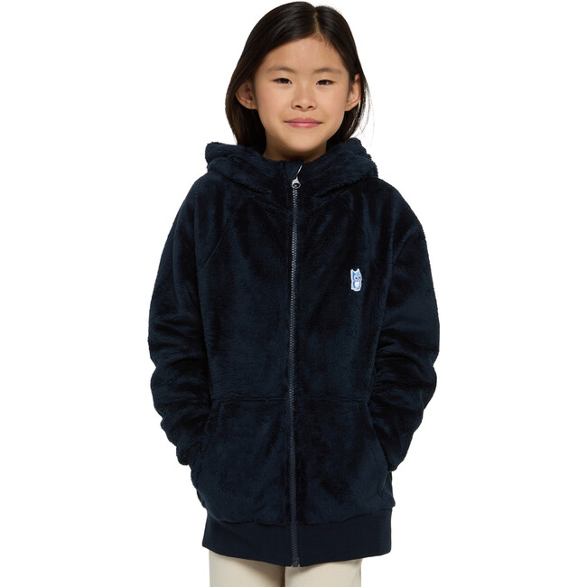 Panda Fleece High Loft Chin Guard Zipper Pocket Hoodie, True Navy - Jackets - 4