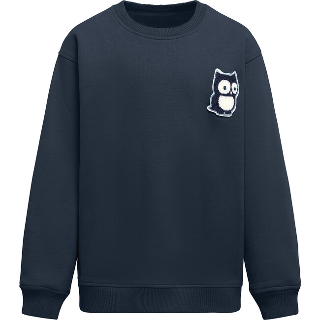 Macem Crew Neck Long Sleeve Oversized Sweatshirt, True Navy