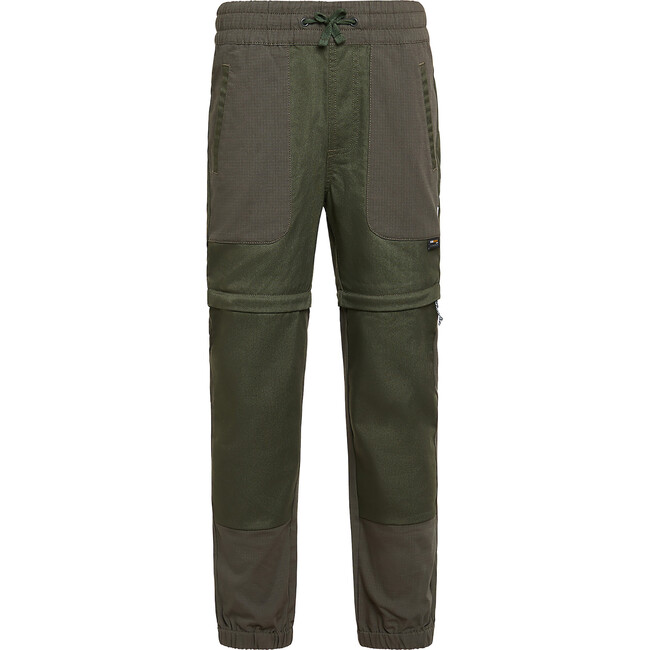 Mack Elastic Waist Drawstring Convertible Zip-Off Pants, Olive