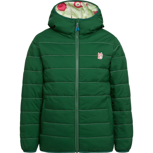 Legna Polka Glow Reversible PrimaLoft Hood Zipper Jacket, Mountain Green & Off White - Jackets - 3