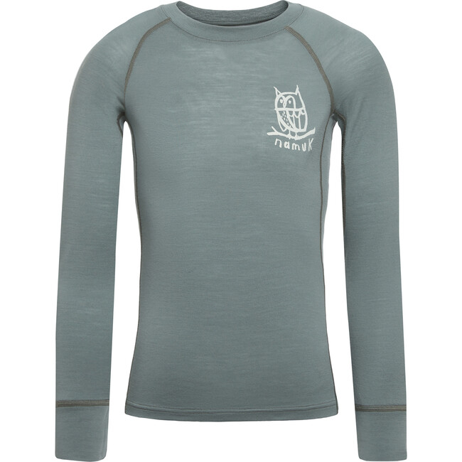 Elo Uil Merino Crew Neck Long Sleeve T-Shirt, Moss Green