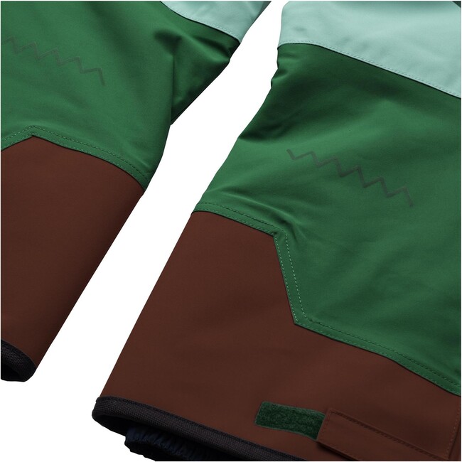 Crusade Adjustable Waistband Waterproof Upcycled Snow Pants, Mountain Green & Chocolate - Snow Pants - 4