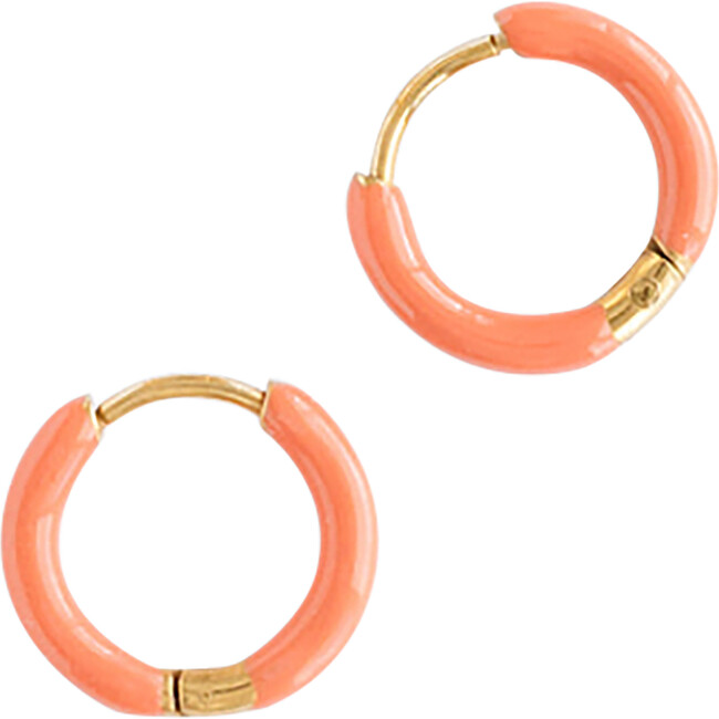 Enamel Hoop Earrings, Tangerine