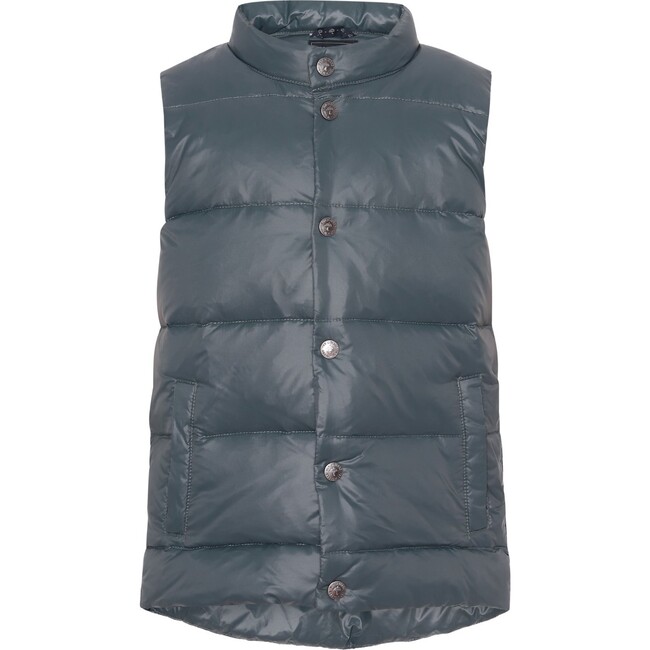 Children Featherlight Sleeveless Button Down Vest, Slate