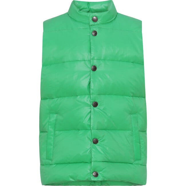 Children Featherlight Sleeveless Button Down Vest, Parrot