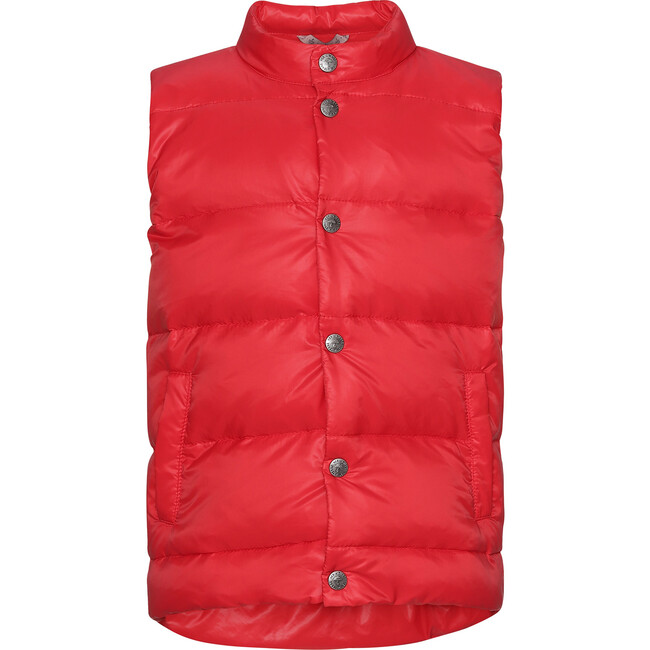 Kids Featherlight Sleeveless Button Down Vest, Red