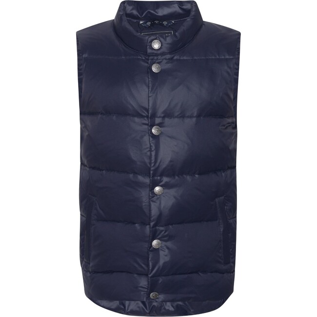 Kids Featherlight Sleeveless Button Down Vest, Navy