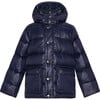 Children Featherlight Ribbed Collar Button Down Winter Jacket, Navy - Jackets - 1 - thumbnail