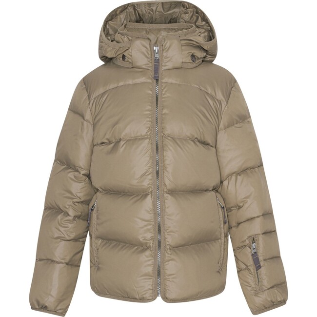 Children Featherlight Detachable Hood Pocket Winter Ski Jacket, Caramel & Grey