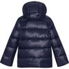 Children Featherlight Ribbed Collar Button Down Winter Jacket, Navy - Jackets - 2