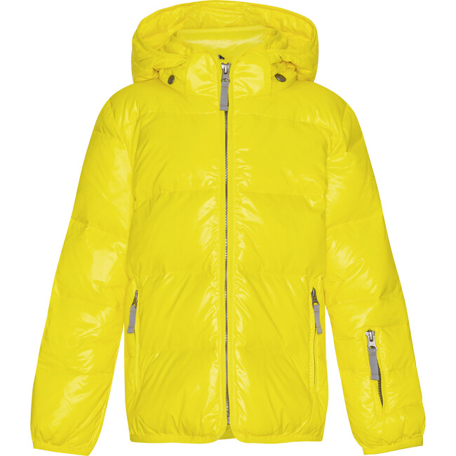 Kids Featherlight Detachable Hood Pocket Winter Ski Jacket, Yellow