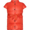 Featherlight Short Sleeve Ribbon Waist Down Vest, Spicy Orange - Vests - 1 - thumbnail