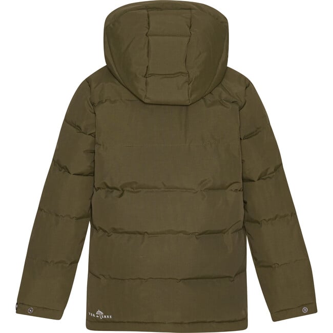 Children Detachable Hood Pocket Winter Ski Jacket, Dark Olive - Jackets - 2