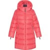 Girls Featherlight Detachable Hood Zipper Long Winter Down Coat, Flamingo - Parkas - 1 - thumbnail