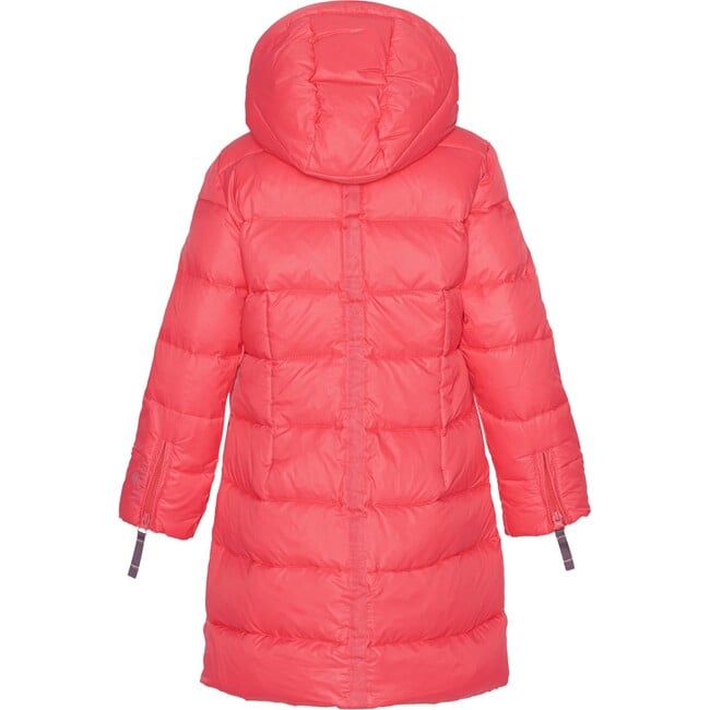 Girls Featherlight Detachable Hood Zipper Long Winter Down Coat, Flamingo - Parkas - 2