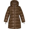 Girls Featherlight Detachable Hood Zipper Long Winter Down Coat, Kangaroo - Parkas - 1 - thumbnail