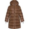 Girls Featherlight Detachable Hood Zipper Long Winter Down Coat, Brownie - Parkas - 1 - thumbnail