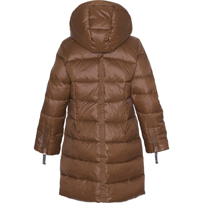 Girls Featherlight Detachable Hood Zipper Long Winter Down Coat, Brownie - Parkas - 2