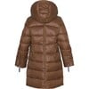 Girls Featherlight Detachable Hood Zipper Long Winter Down Coat, Brownie - Parkas - 2