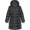 Girls Featherlight Detachable Hood Zipper Long Winter Down Coat, Black - Parkas - 1 - thumbnail