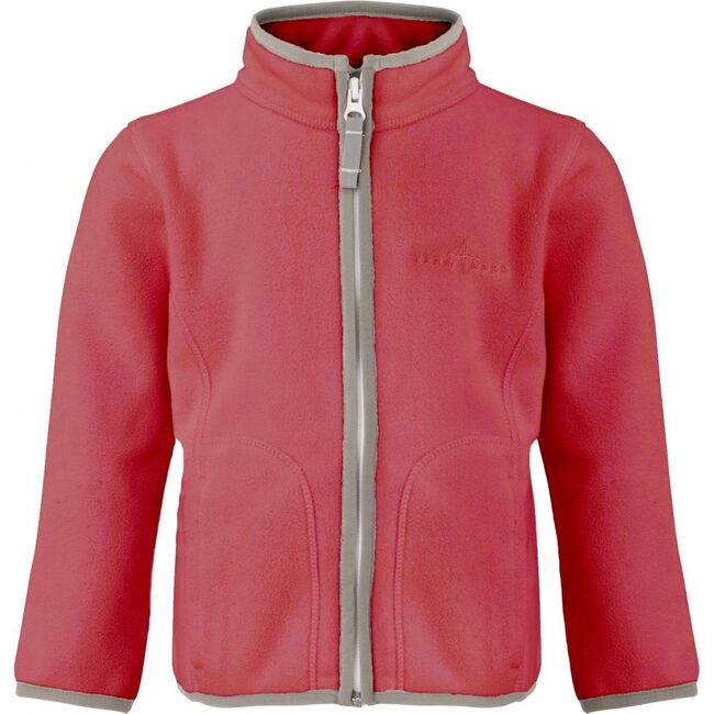 Girls Doubleface Contrast Colour Fleece Zipper Jacket, Strawberry Sorbet & Mocca