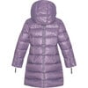 Girls Featherlight Detachable Hood Zipper Long Winter Down Coat, Dewberry - Parkas - 2