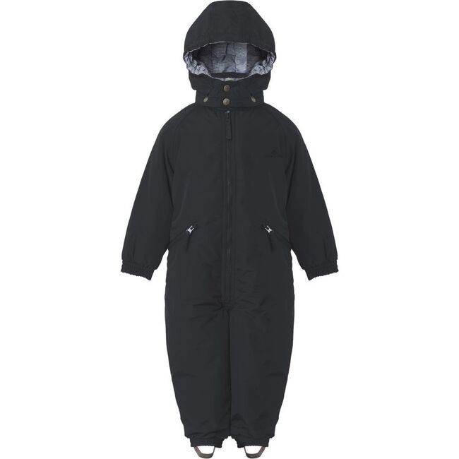 Kids Detachable Hood Elastic Back & Cuff Zipper Wintersuit, Anthracite