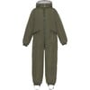 Children Detachable Hood Elastic Back & Cuff Zipper Wintersuit, Dark Moss - Snowsuits - 1 - thumbnail