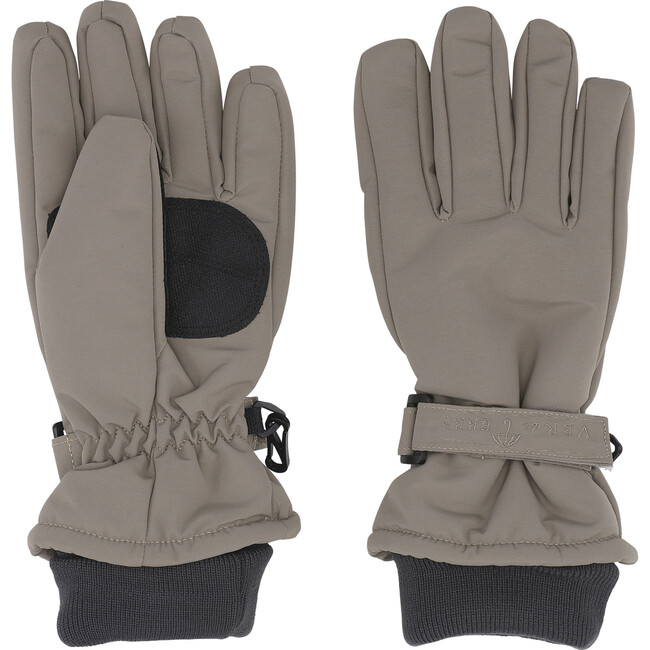 Adjustable Wrist Ribbed Cuff Winter Ski Gloves, Caramel