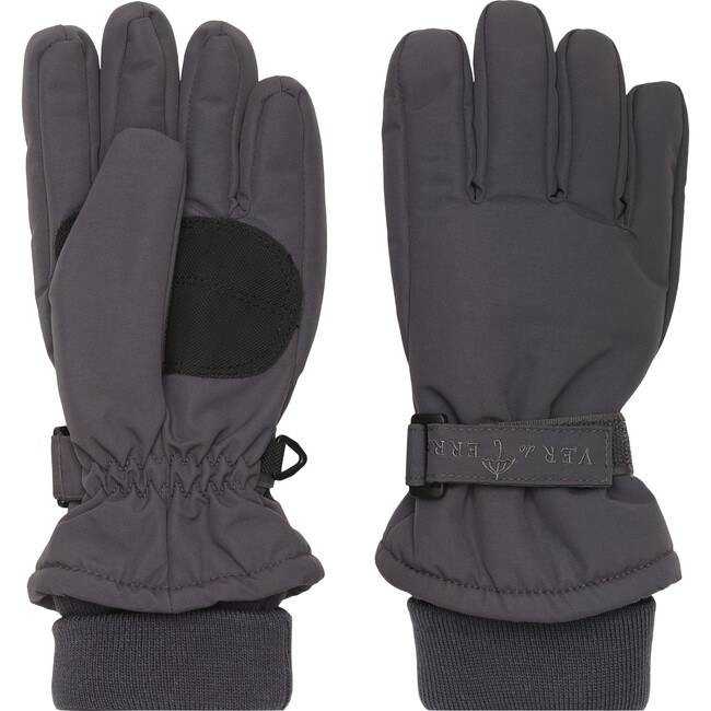 Adjustable Wrist Ribbed Cuff Winter Ski Gloves, Anthracite