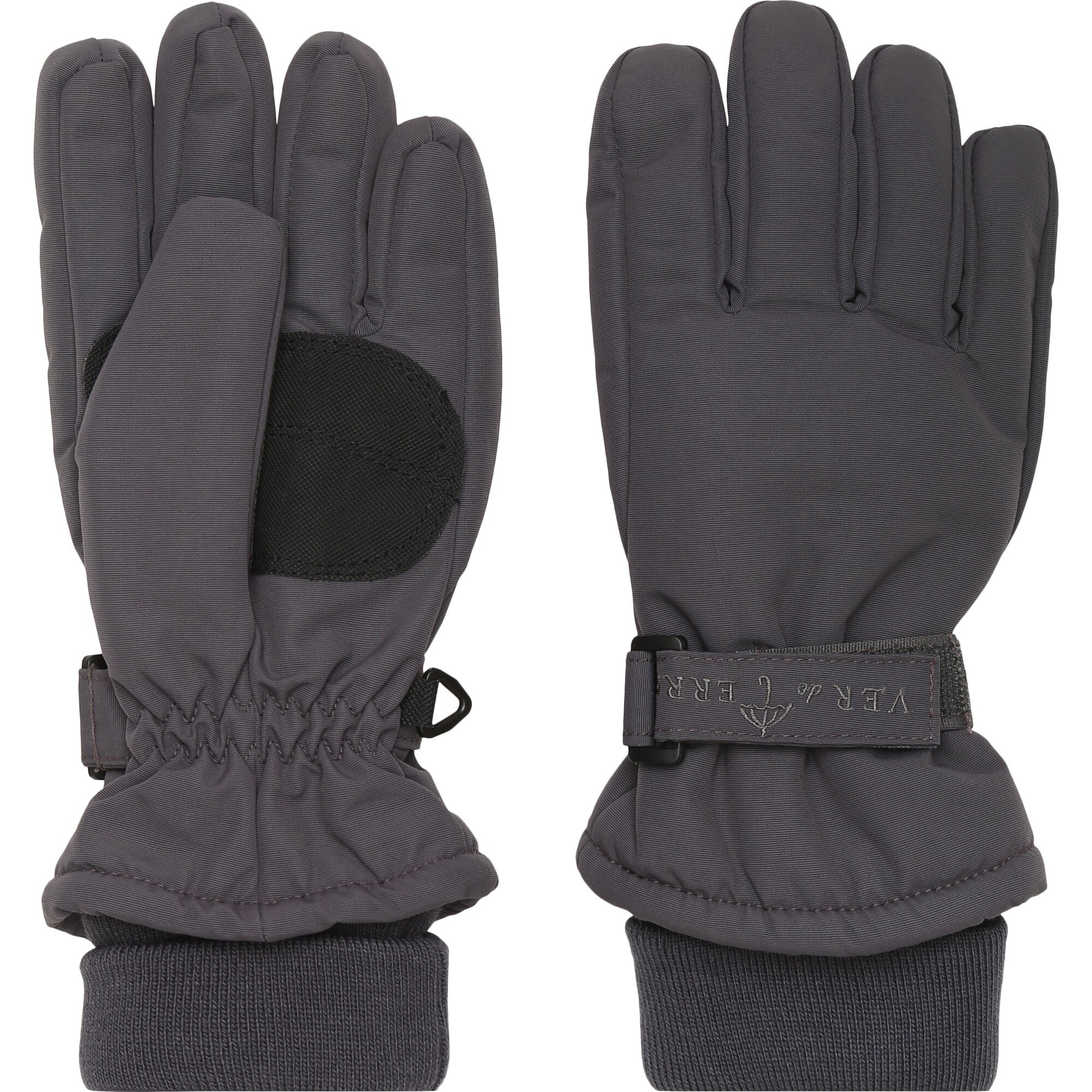 Adjustable Wrist Ribbed Cuff Winter Ski Gloves, Anthracite - Gloves - 1