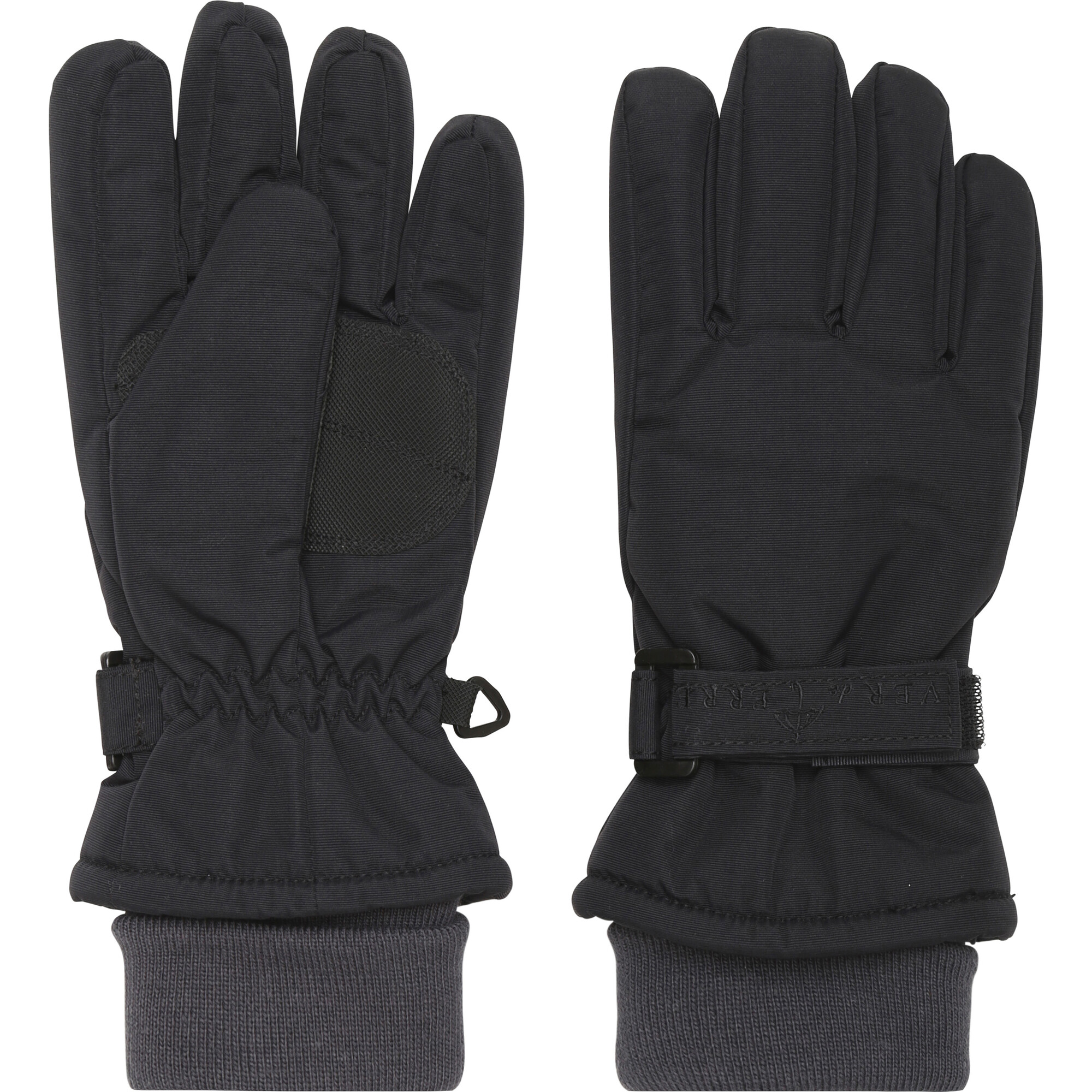 Adjustable Wrist Ribbed Cuff Winter Ski Gloves, Black - Gloves - 1