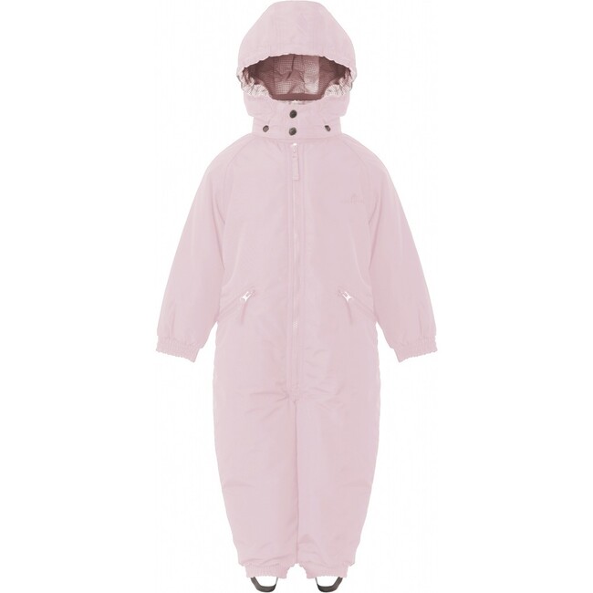 Girls Detachable Hood Elastic Back & Cuff Zipper Wintersuit, Rose Powder