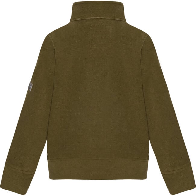 Doubleface Contrast Colour Fleece Zipper Jacket, Dark Olive - Fleece & Sherpa Jackets - 2